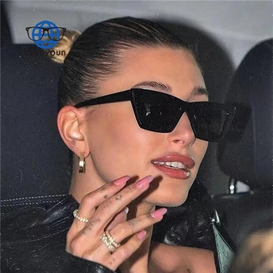 Teenyoun Trendy Women Retro Small Rectangle Shades Fashion Size Square Women's Cat Eye Sunglasses 2023 New