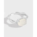 Summer Jewelry Fashion Wild Wave Shape White Agate 925 Sterling Silver Open Finger Rings