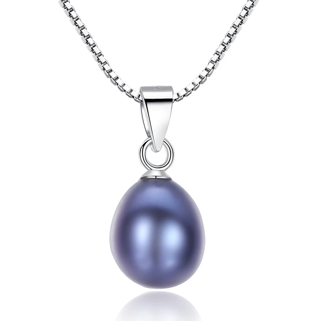 Daidan Ladies Simple Box Chain Jewellery Fresh Water Pearl 925 Sterling Silver Necklace