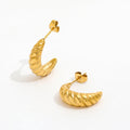 JOOLIM Jewelry PVD 18K Gold Plated Croissant Hoop Earring Stainless Steel for Women Earrings Trendy Geometric Flimming Setting