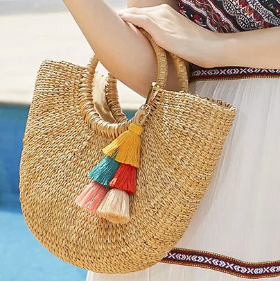 Cotton Tassel Accessories Boho Decor Ombre Tassel Key Chains Pom Pom Tassel Colorful Bohemian Handbag Charms Rainbow Keychain