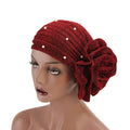 Shiny Flower Turban Shimmer Chemo Cap Hairwrap Headwear Beanie Hair Scarf