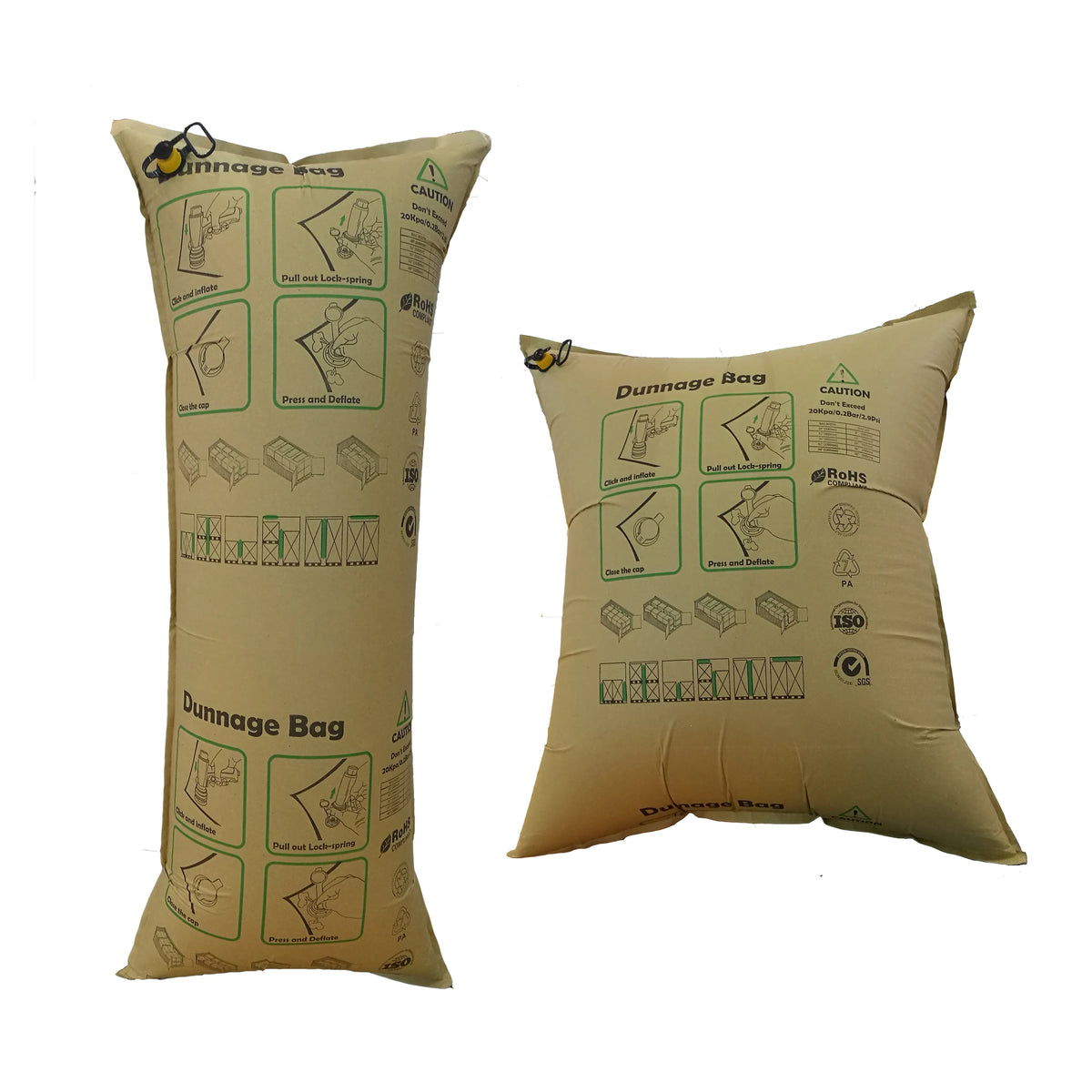 High Explosive Pressure 150*240cm Gap Filled Recyclable Kraft Paper Dunnage Air Bag 5-30 Tons Compression Resistance Shockproof