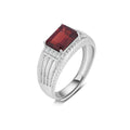 YBO Women's 925 Sterling Silver Solitaire Engagement Ring Natural Garnet Gemstone Jewelry for Weddings