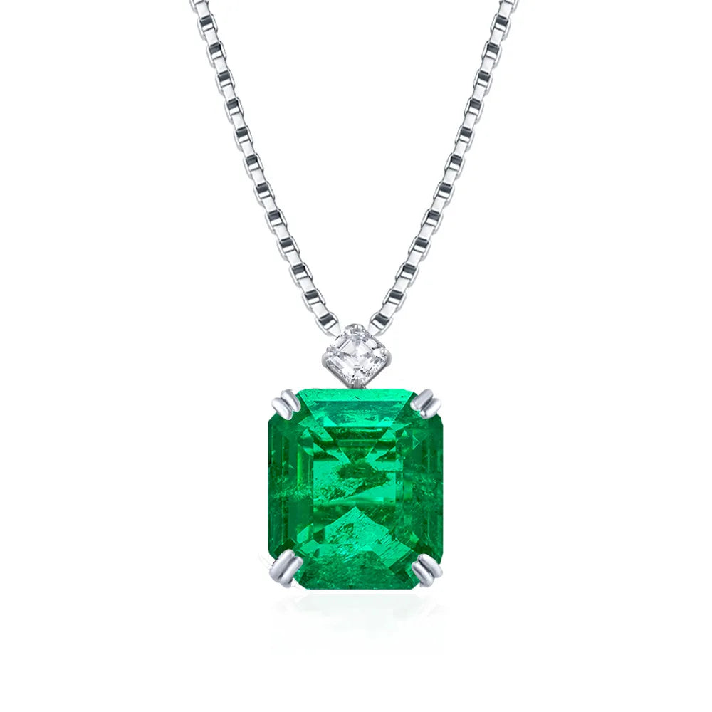 17x2mm Synthetic Green Emerald Paraiba Pendant Necklace 925 Silver Fine Jewelry Necklace