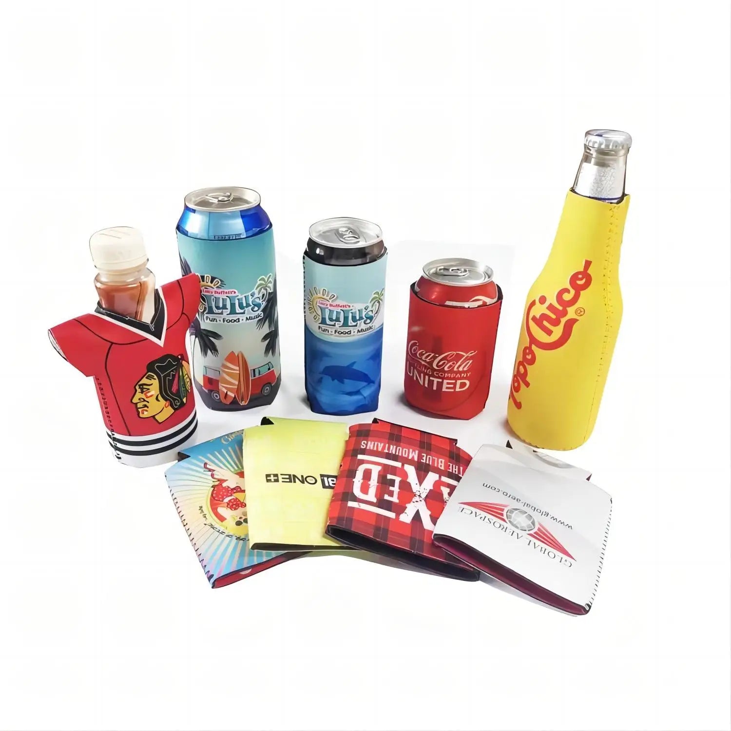 Youqu Custom Universal Neoprene Thermal Insulated Thick Foam Can Cooler with Letter Pattern Bottle Holder Open Closure Model 002