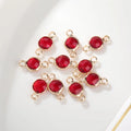 10Pcs DIY 6mm Gold Silver Copper Gem Stone Crystal Birthstones Connector Charm Beads Findings for Jewelry Making
