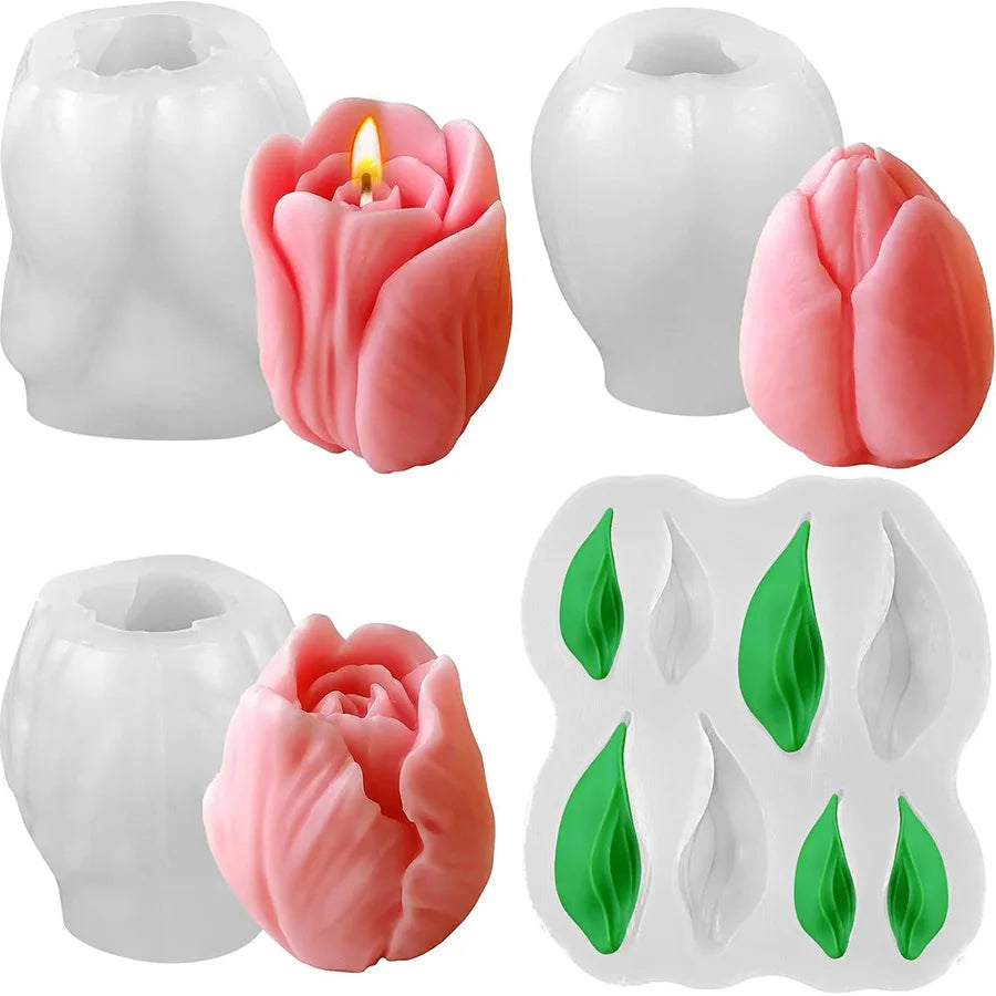 HY 3D Tulip Flower Silicone Mold Floral Resin Candle Soap Mold for Cake Decoration