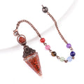 Gold Plated Natural Red Jasper Pendant with 7 Chakra Bead Chain Hexagonal Resin Stone Gravel Elegant Jewelry Ornament