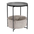 Round Storage Coffee Table Side Table with Cloth Basket Storage Side Table Wrought Iron Storage Small Coffee Table