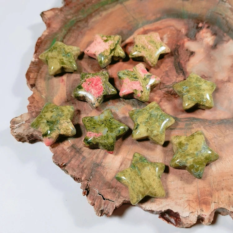 Huiying Wholesale Carving Star Crystal Gemstone For Healing Unakite Pocket Stones Crafts