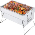 Portable Stainless Steel Folding Charcoal Grill with Reinforced Support Frame for Camping