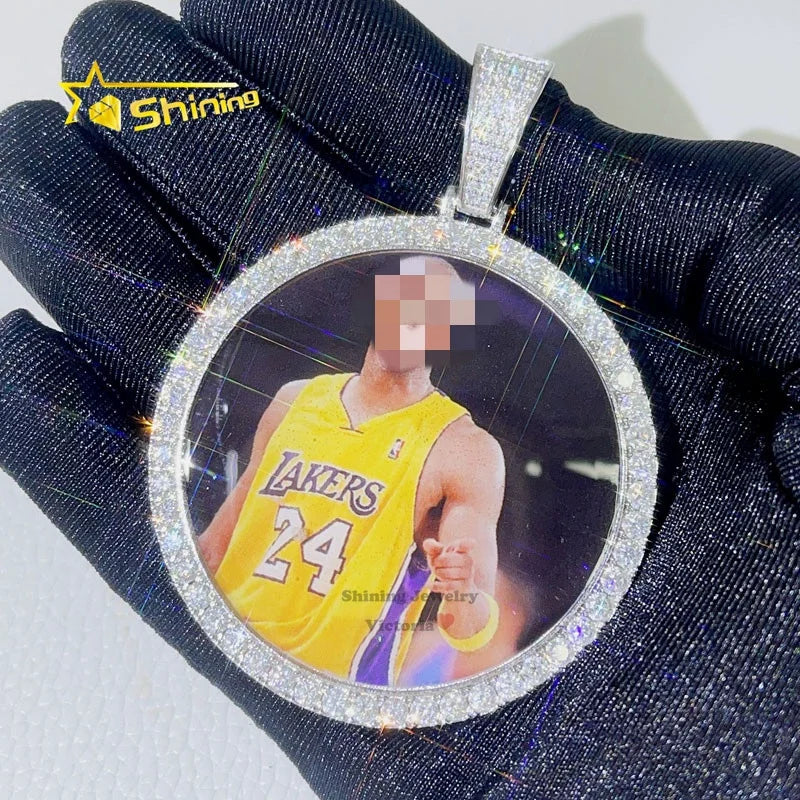 Guangzhou Shining Jewelry 2" Sterling Silver Memory Picture Photo Iced Out Vvs Moissanite Pendant Custom