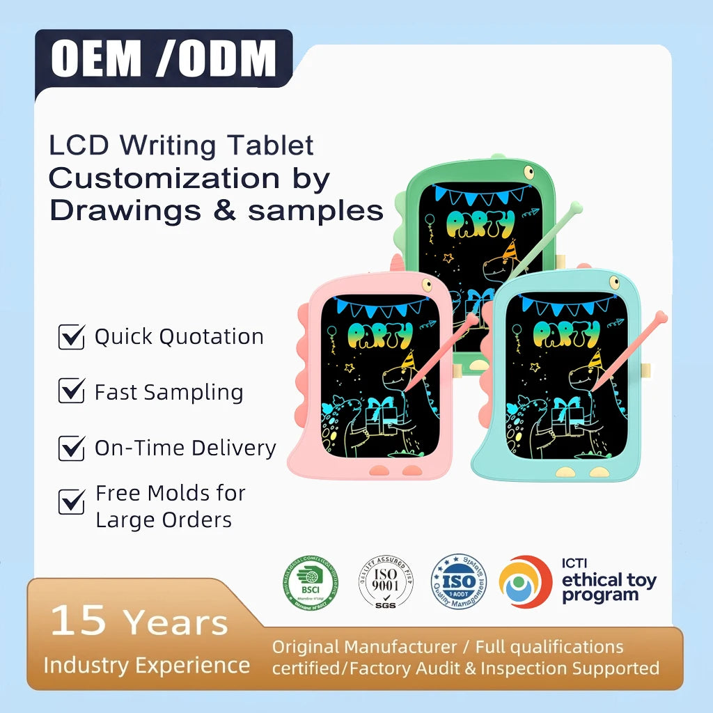 Learning Educational Cartoon Dinosaur Toys Gift Set 8.5 Inch Kids Drawing Board Lcd Writing Tablets Color Drawing Board for Kids