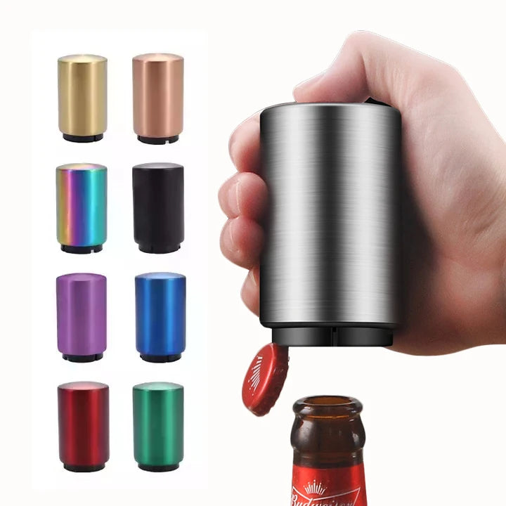 Hot Sale Stainless Steel Automatic Push Down Beer Bottle Opener Metal Crafts