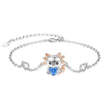Cute Animal Design Jewelry S925 Sterling Silver Two Tone Heart Crystal Birthstone Axolotl Fish Chain Bracelet