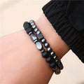 G3980 Wholesale Hematite Natural Black Frosted Stone Beaded Bracelet Set for Men Gifts Jewelry Layered Beads Bracelets