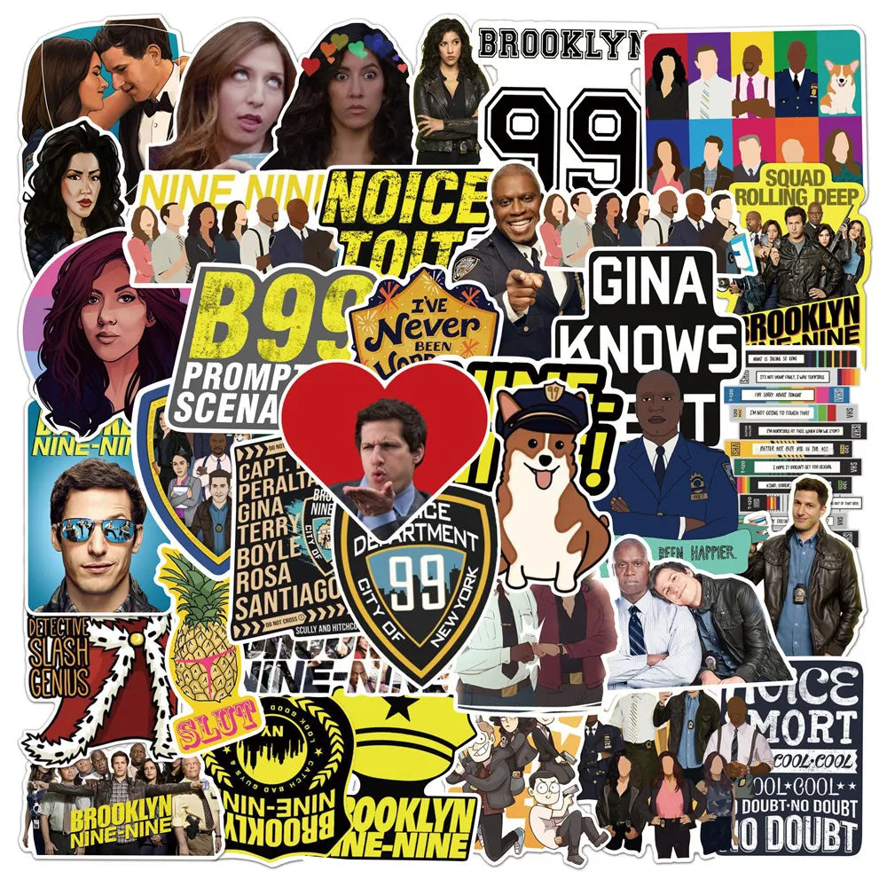 50Pcs American TV Show Brooklyn Nine Nine Graffiti Waterproof Stickers for Laptop Luggage Bottle Phone DIY Custom Label