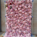 SPR customized size & color Roll up Wedding Artificial Silk Rose Flower Wall Backdrop Wall for Wedding Decoration