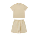 Men's High Neck Terry T-Shirt Shorts Set Custom Logo White Two-Piece Summer Outerwear Comfortable and Stylish