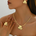 Vintage Trendy Gold Necklace with Diamond Link Chain and Flower Pattern Copper Jewelry for Anniversary Other Fashion Style