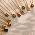 Tarnish Free Stainless Steel Gold Plated Pole Star Birth Stone Necklace for Women