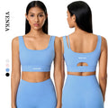 Women Athletic Wear Nylon Sexy Quick Dry High Impact Push up Low U-Neck Three Rows Buckle Bra Breathable Girl Fitness Yoga Bra
