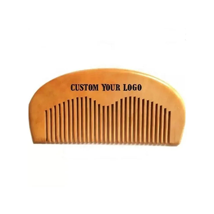 Private Label Bathroom Comb Pocket Size Hair Comb Natural Peach Wood Beard Comb