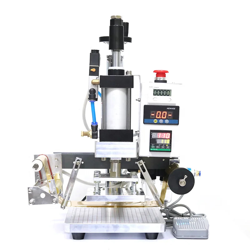 Hot Printer Pneumatic Foil Stamping Pressing Embossing Machine for PVC Leather Wood Custom Logo Bronzing