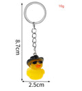 Punk Cool Rubber Duck Key Chain with Hat Sunglasses Charms Wholesale Cute Designs 3D Mini Yellow Duckling Keychain Accessories