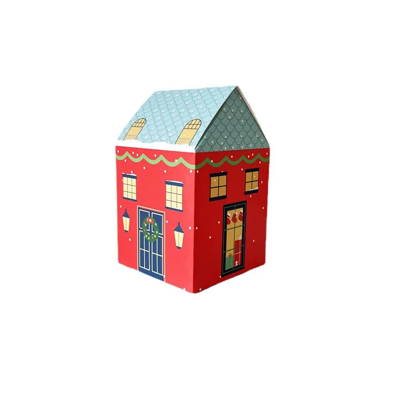 New Design Christmas Party Favor House Candy Boxes with UV Coating Recyclable Folders for Sugar Chewing Gum Jelly Festive Snacks