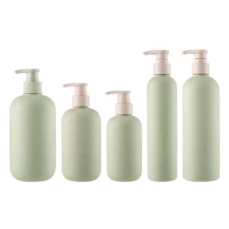 200/250/300/400/500ml HDPE Plastic Lotion Pump Bottle Green Frosted Shampoo Shower Gel Dispenser Body Lotion Bottle With Pump
