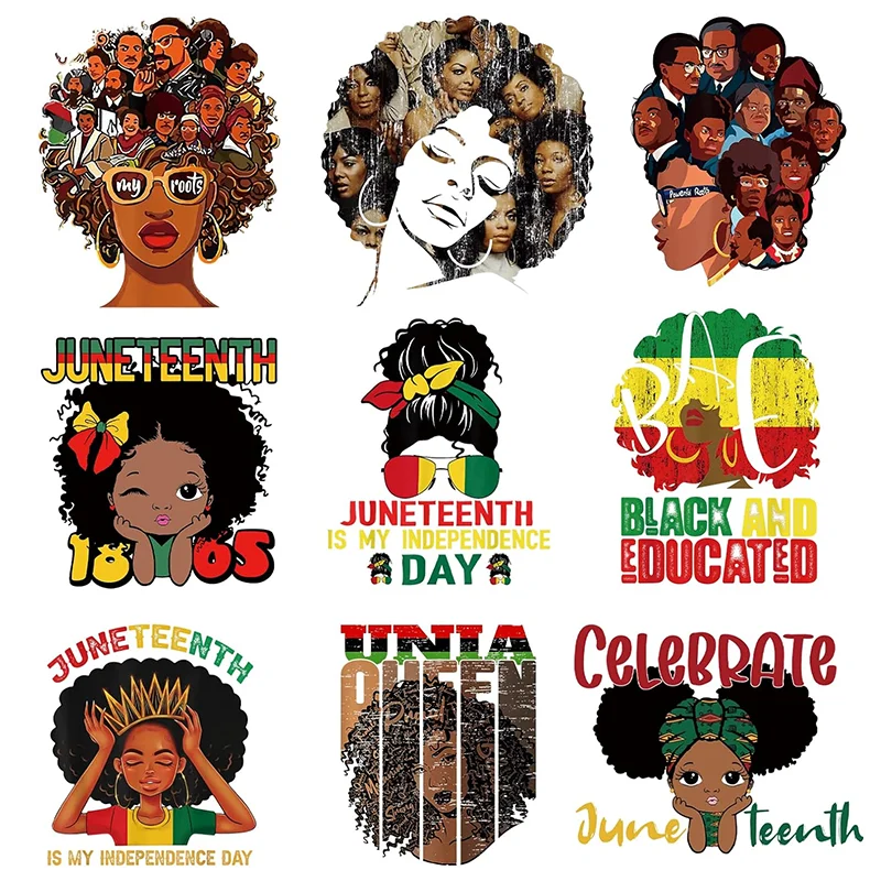 New Arrival 1865 Juneteenth Black DTF Transfers Designs Ready to Press Screen Print Heat Transfer Designs for T-shirts