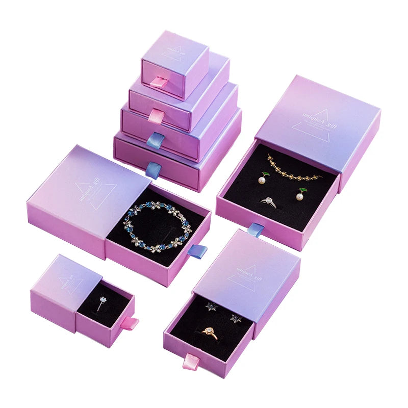 Gradient Pull-Out Jewelry Box for Rings Necklaces Ear Studs Attractive Spot for Daily Use