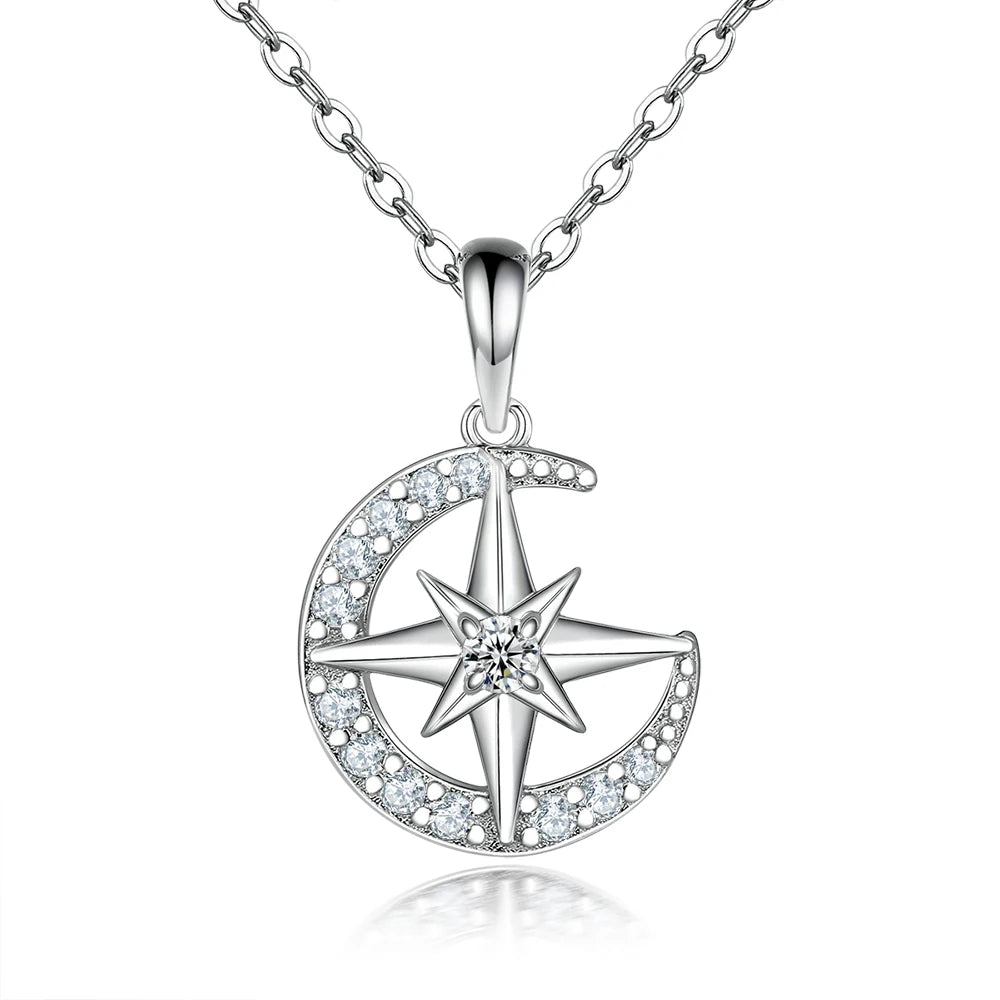 New Arrival Designer Jewelry Necklace Luxury 925 Silver Moon Star Pendant Necklace for Women Jewelry