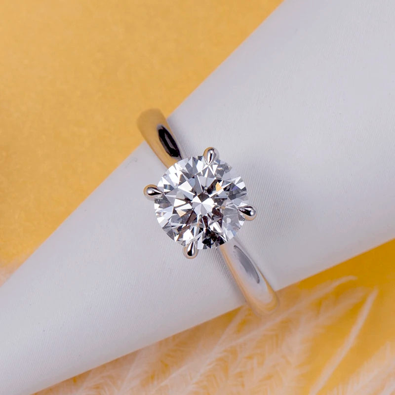 Messi Jewelry Round Cutting Diamond Rings 18K Gold Finger Minimalist Wedding Lab Diamond Band Ring
