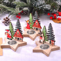 Wooden Nordic Santa Christmas Candle Holder Eco-Friendly Modern Design 12cm X 12cm Indoor Party Desk Ornament Hot Selling