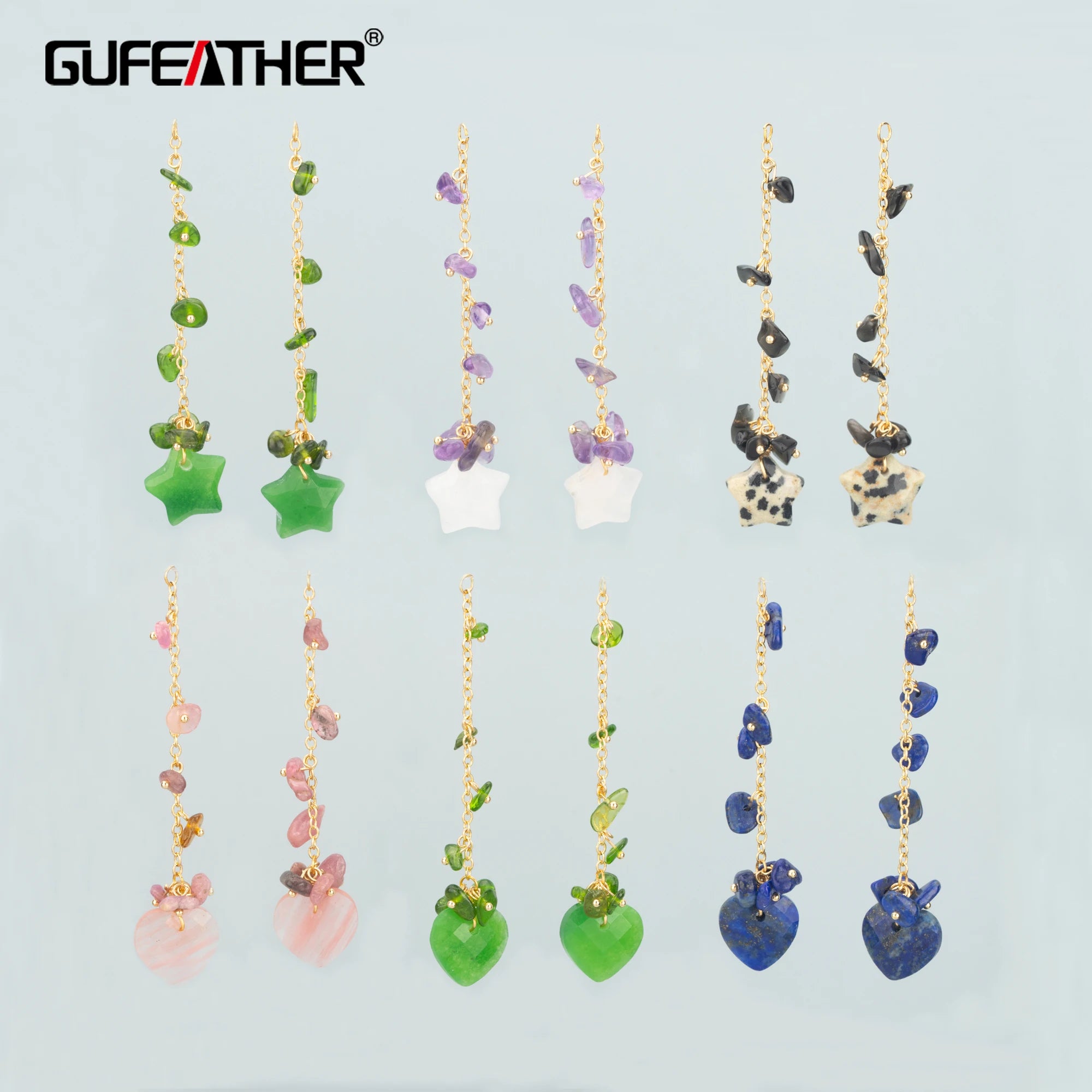 ME46 18K Gold Plated Copper Natural Stone Handmade Jewelry Accessories-Charms Earring Making Findings & DIY Pendants 2pcs/Lot