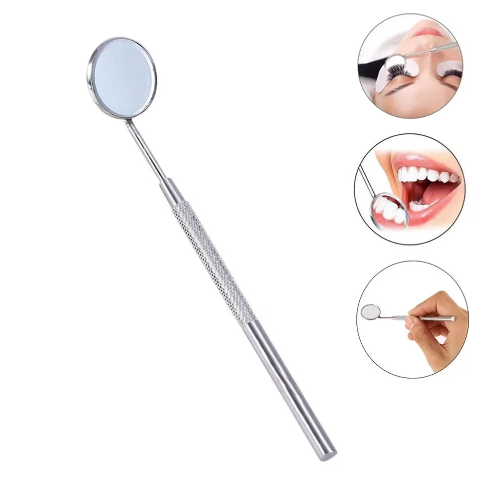 Wholesale Silver Small Stainless Steel Eyelash Extension Mirror Dental Mirror Makeup Mirror for Eyelash Inspection