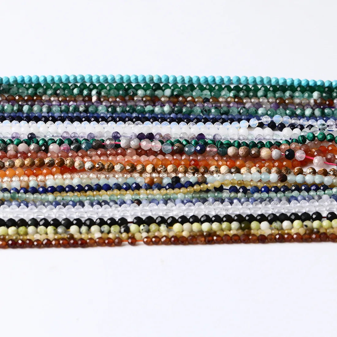 Natural 3mm Faceted Beads Genuine Gemstone Stone Cutting Loose Strand Beads for Jewelry Making
