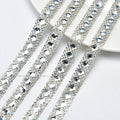 Hot Fix Glass Square Rhinestone Trim Iron on Round Crystal Tape Glitter Strass Ribbon for Wedding Cake Dress Belt Accessories