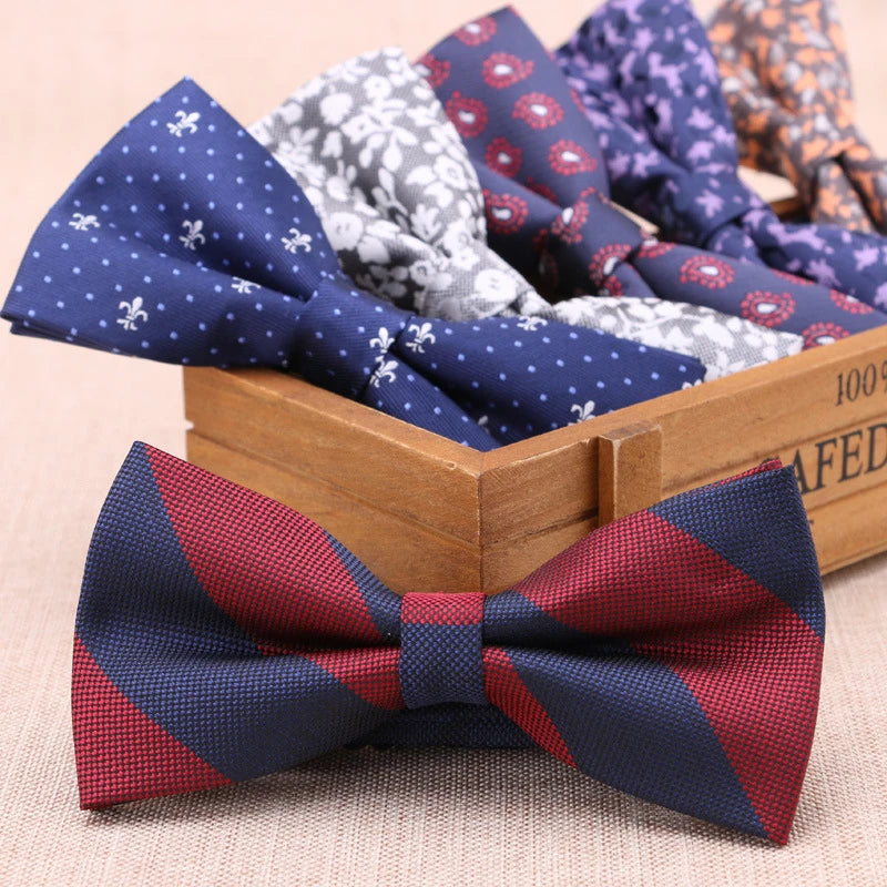 Brand New 100% Microfiber Polyester Bowtie Woven Dot Checked Striped Bow Tie for Men's Wedding Formal Dog Butterfly Blue Dress