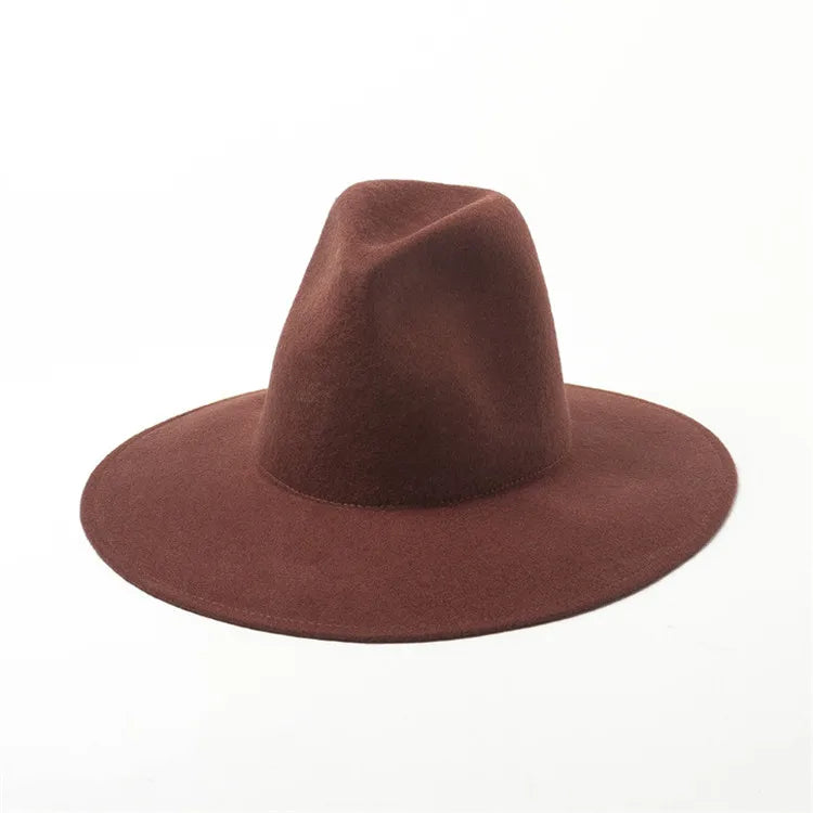X1262 Unisex Wool Fedora Hat Homburg Jazz Caps with Wide Brim Outdoor/Casual Adult Felt Hat