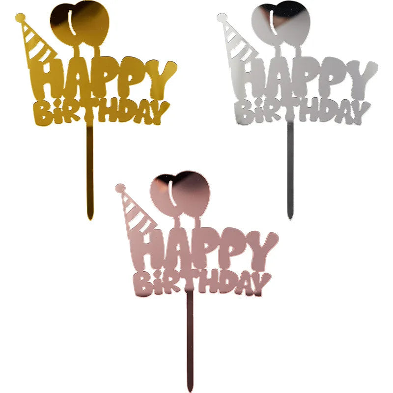 Birthday Party Balloon Cake Topper Decoration Supplies Kids Acrylic Happy Birthday Cake Topper for Cake Centerpiece