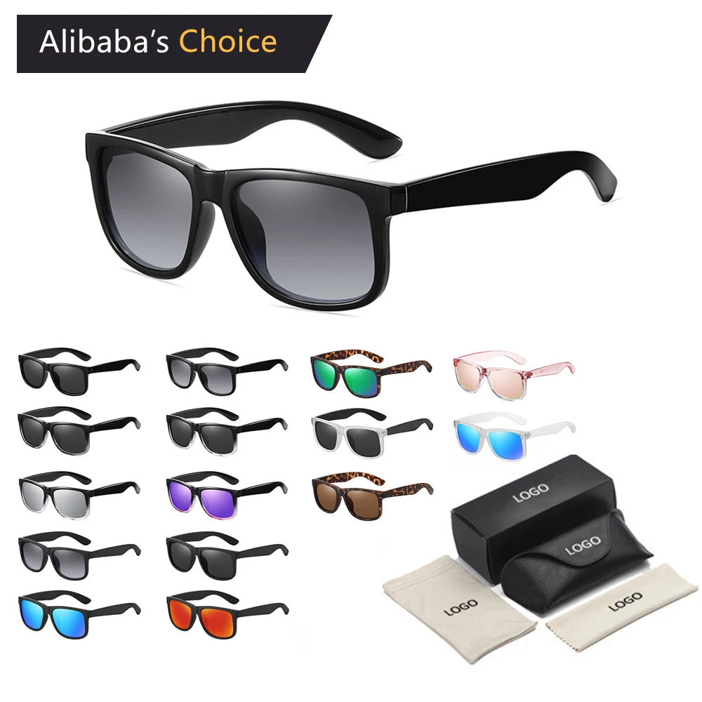 2024 Sunglasses Manufacturer Fashion Custom Logo Classic Plastic Frame Square Polarized Sunglasses for Men and Women