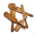 Set of 5 Acacia Teak Wooden Spurtles Durable Non-Stick Kitchen Cookware Utensils Tools Mutoulao MTLB00737