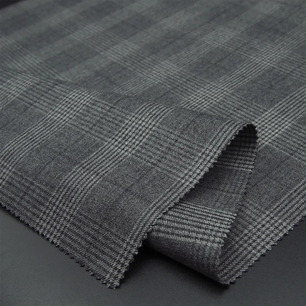 Classic RTS Plaid Luxury Italian Woven 97% Worsted Wool 3% Lyocell Eco-Friendly Yarn Dyed Pattern Men's Suiting Fabric for