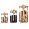 Lead Free Glass Food Storage Container with Bamboo Lid Square Shape Freshness Preservation & Customizable Size for Kitchen Use