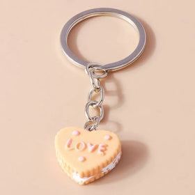Donut Cookies Chocolate Biscuit Key Ring for Men Women Handbag Pendant DIY Jewelry Gift Cute Cartoon 3D Simulated Food Keychains