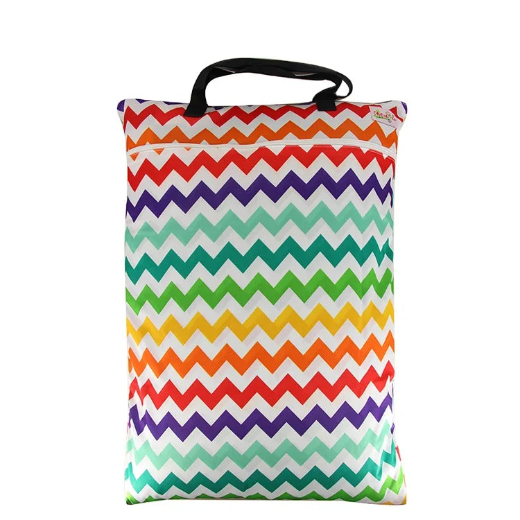 Ohbabyka Extra Large Mommy Bag Travel Beach Storage Wet Bag Polyester Babies Printed Microfiber Double Zipped Wet Bag 2 Zippers